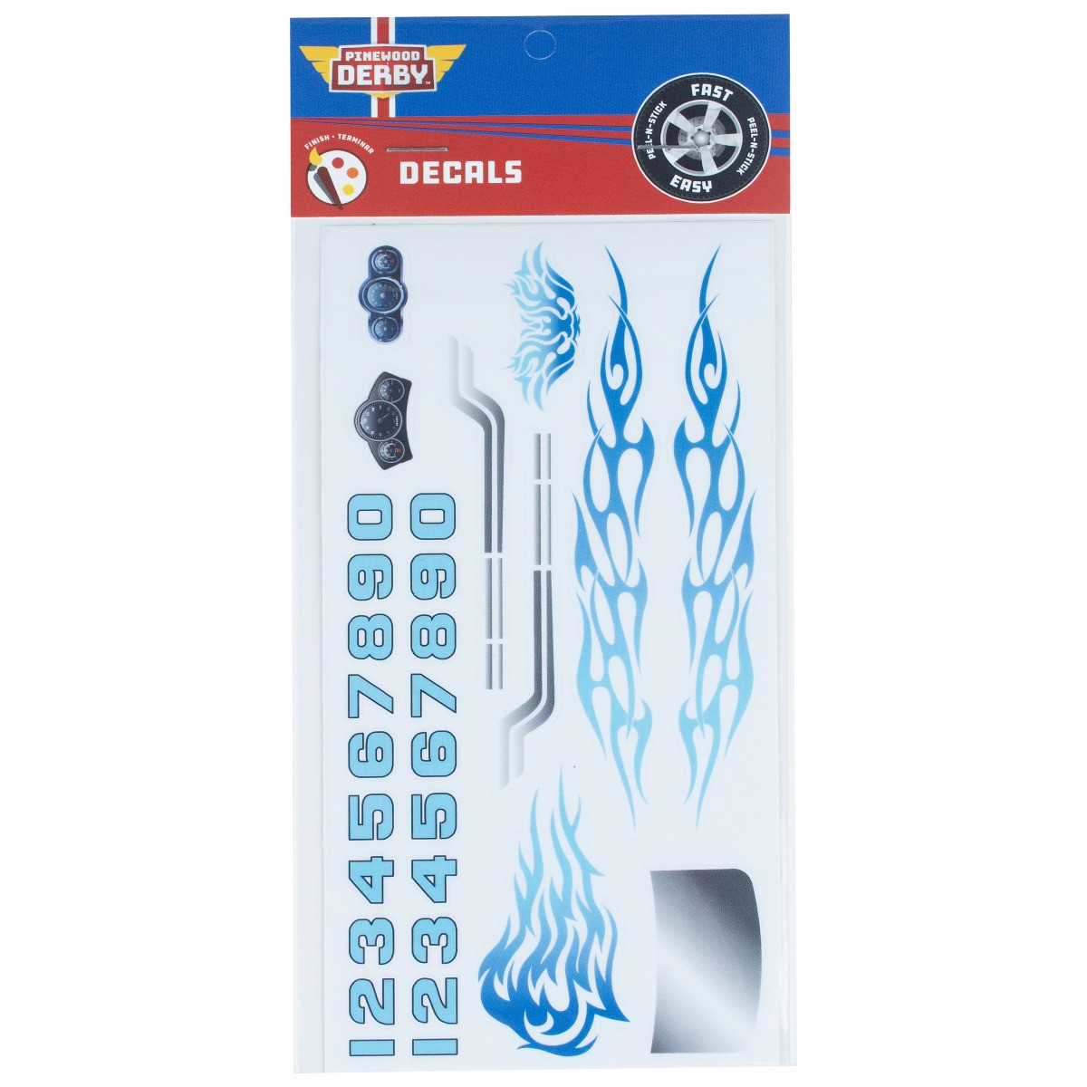Pinewood Derby Pre Cut Blue Flames Decals