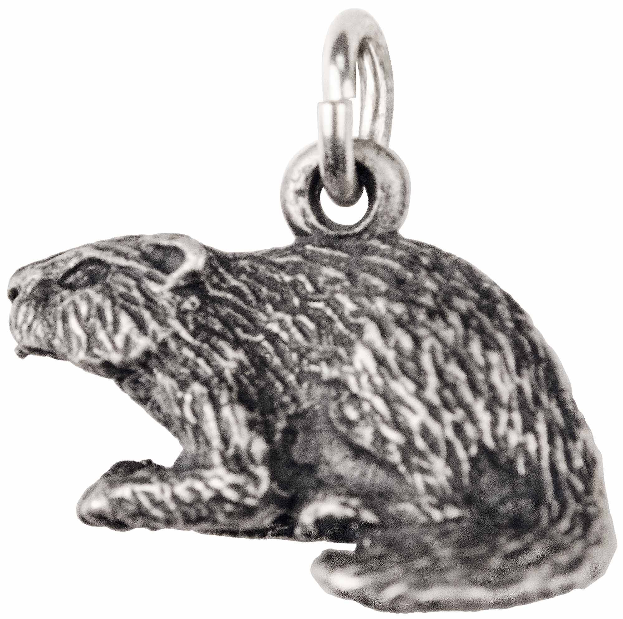 Silver Beaver Charm, Sterling Silver