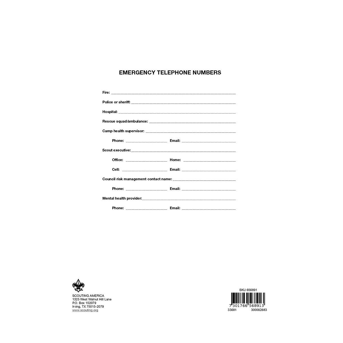First Aid Log Pamphlet