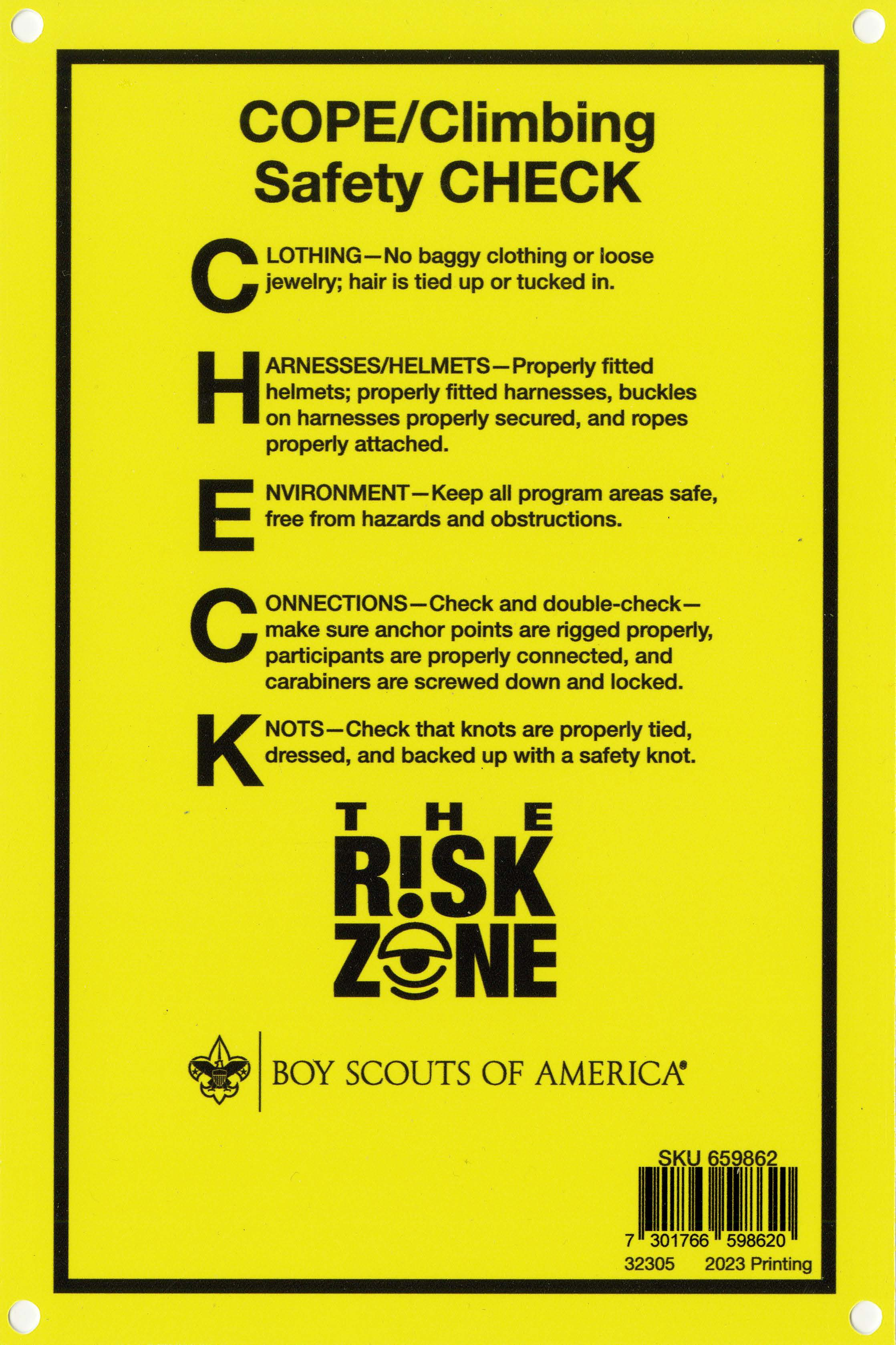 BSA COPE Safety Check Poster Boy Scouts of America