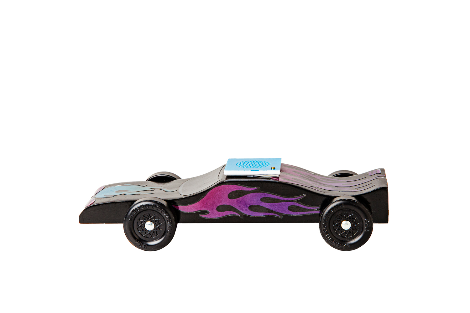 BSA Pinewood Derby Car Peel N' Stick Decal Sticker- Blue, Pink, and Purple Flames