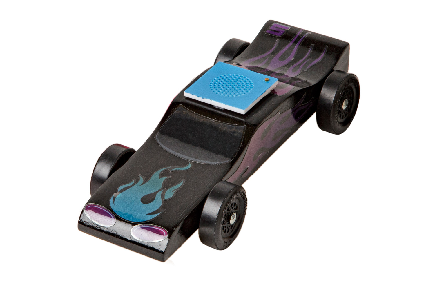 BSA Pinewood Derby Car Peel N' Stick Decal Sticker- Blue, Pink, and Purple Flames