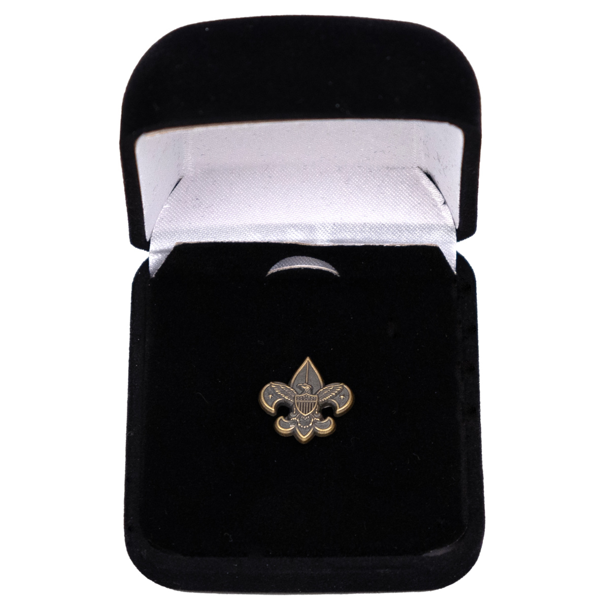 BSA Fleur De Lis Lapel Pin in Velvet Gift Box 1 BSA Fleur De Lis Lapel Pin in Velvet Gift Box