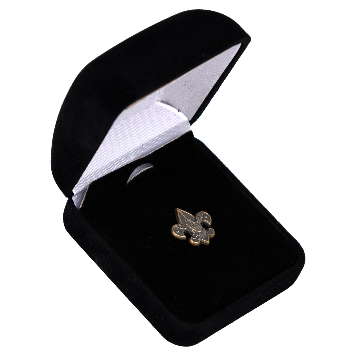 BSA Fleur De Lis Lapel Pin in Velvet Gift Box 2 BSA Fleur De Lis Lapel Pin in Velvet Gift Box