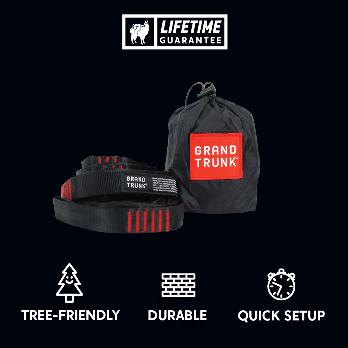 Grand Trunk Hammock Suspension Straps, Black