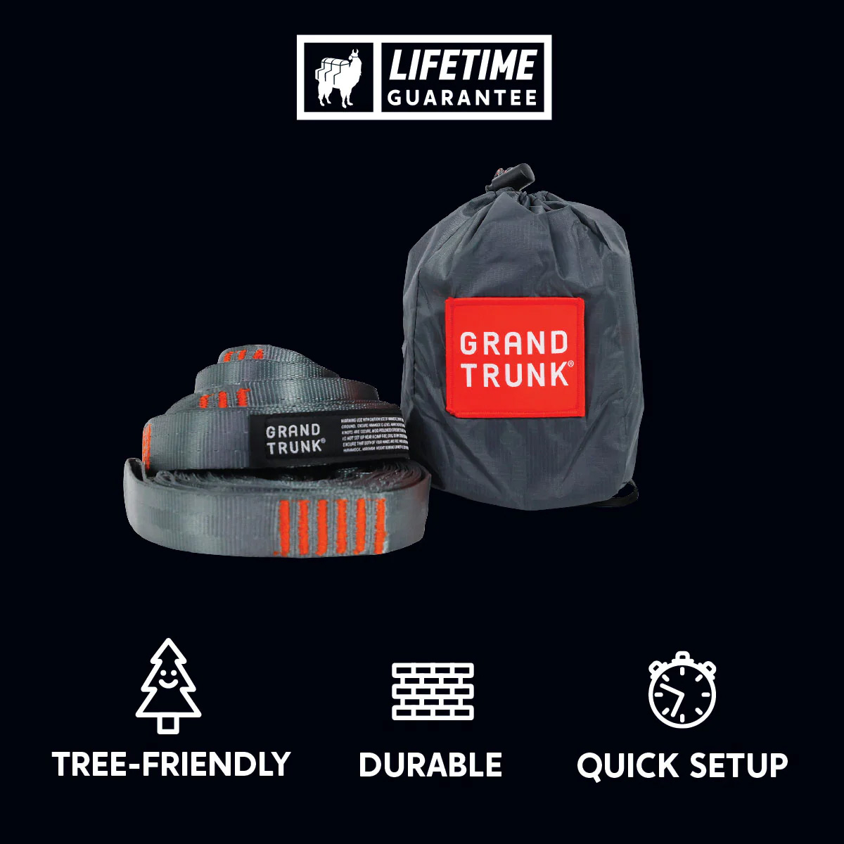 Grand Trunk Hammock Suspension Straps, Gray