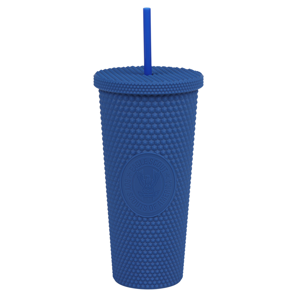 Eagle Scout Rubberized Tumbler with Straw, Blue-24oz