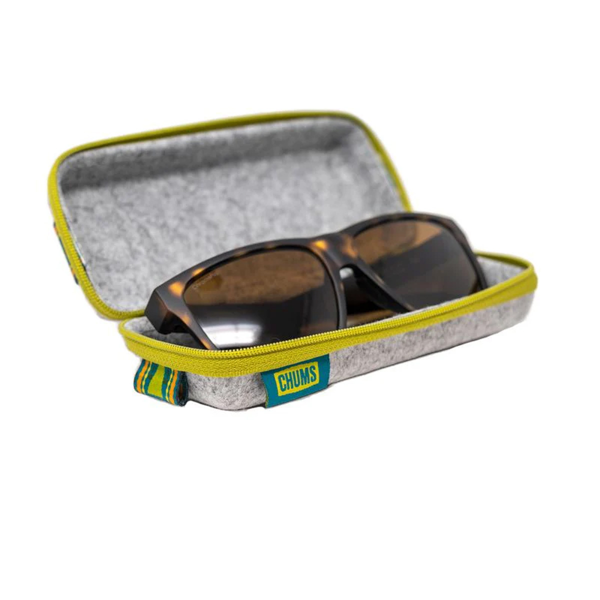Chums Upcycled Felt Case, Gray/Green