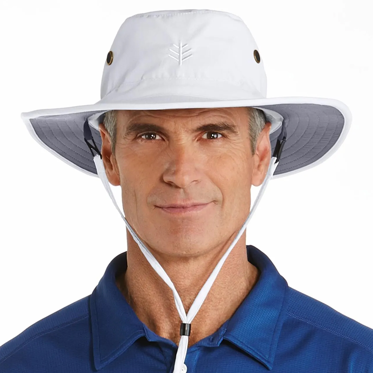 Coolibar Leo Shapeable Wide Brim Hat - White, Men's S-2XL