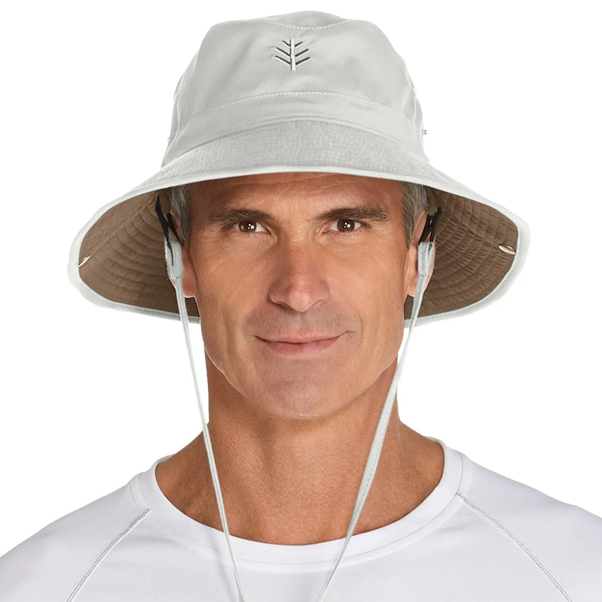 Coolibar Chase Featherweight Bucket Hat- Carbon/Black, Stone/Khaki, Men's S-2XL
