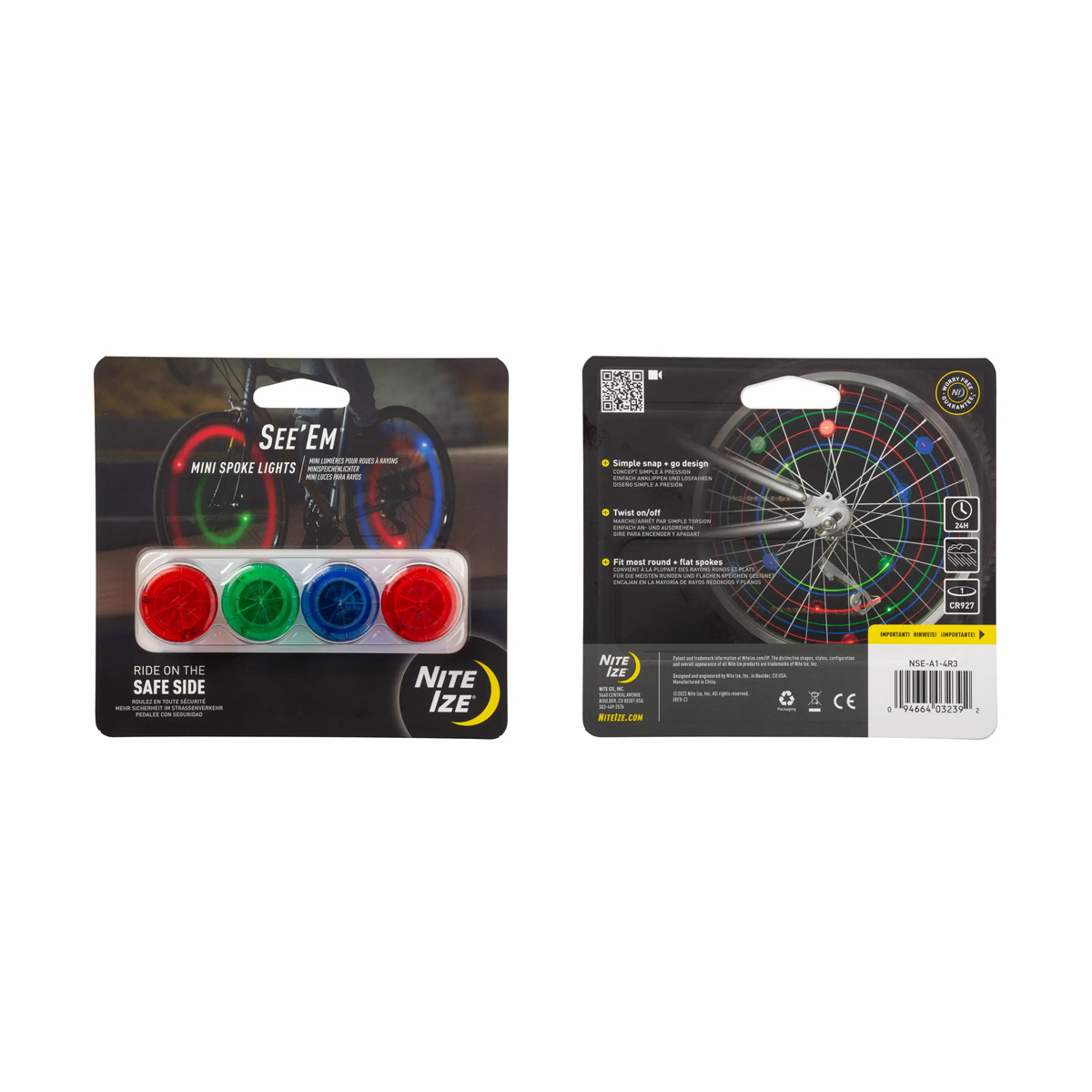 Nite Ize See 'Em Mini Spoke Lights 4 Pack Assorted 3 Nite Ize See 'Em Mini Spoke Lights 4 Pack Assorted