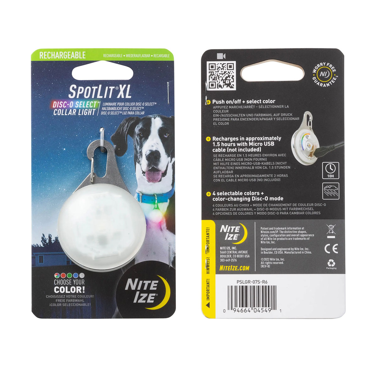 Nite Ize SpotLit XL Rechargeable Collar Light DiscO Select 2 Nite Ize SpotLit XL Rechargeable Collar Light DiscO Select