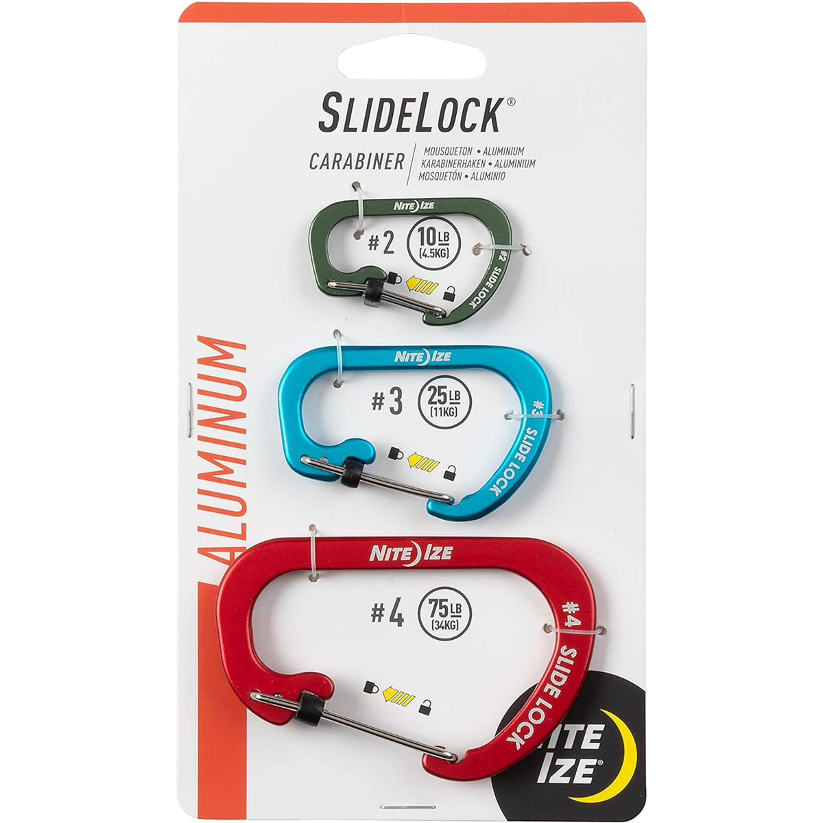 Nite Ize SlideLock Carabiner Aluminum Combo 3 PackAssorted 2 Nite Ize SlideLock Carabiner Aluminum Combo 3 PackAssorted