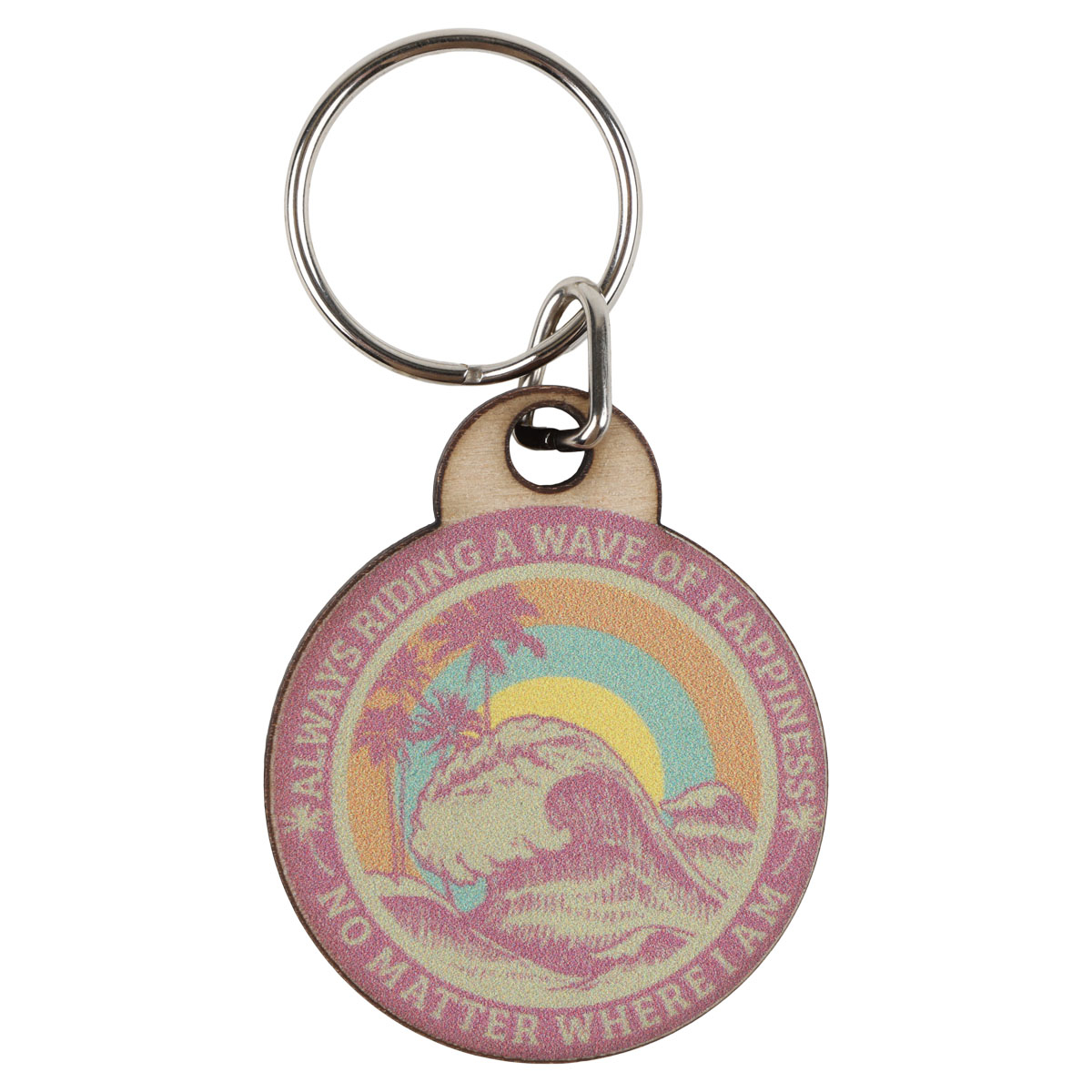 Riding a Wave Wood Keychain 1 Riding a Wave Wood Keychain
