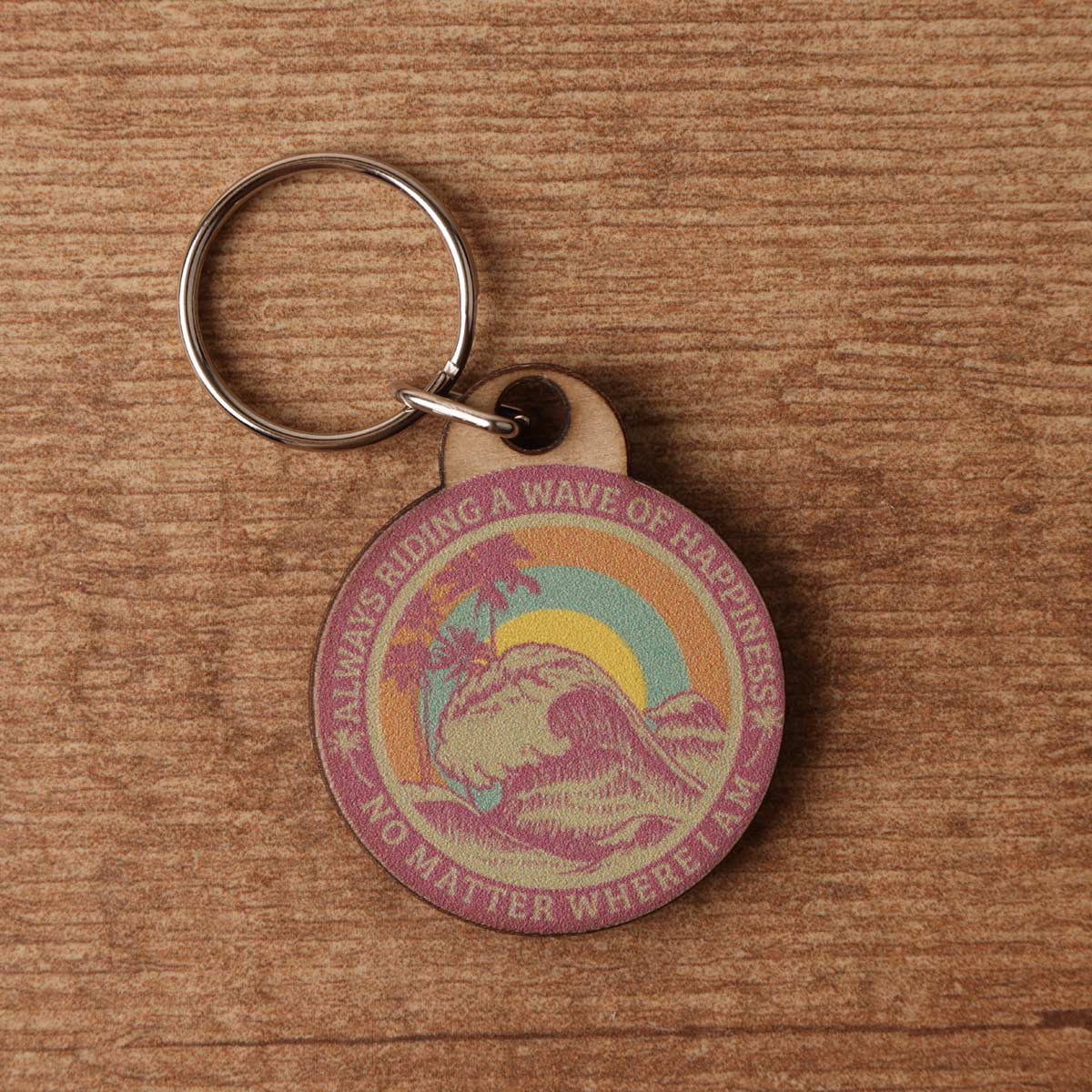 Riding a Wave Wood Keychain 2 Riding a Wave Wood Keychain