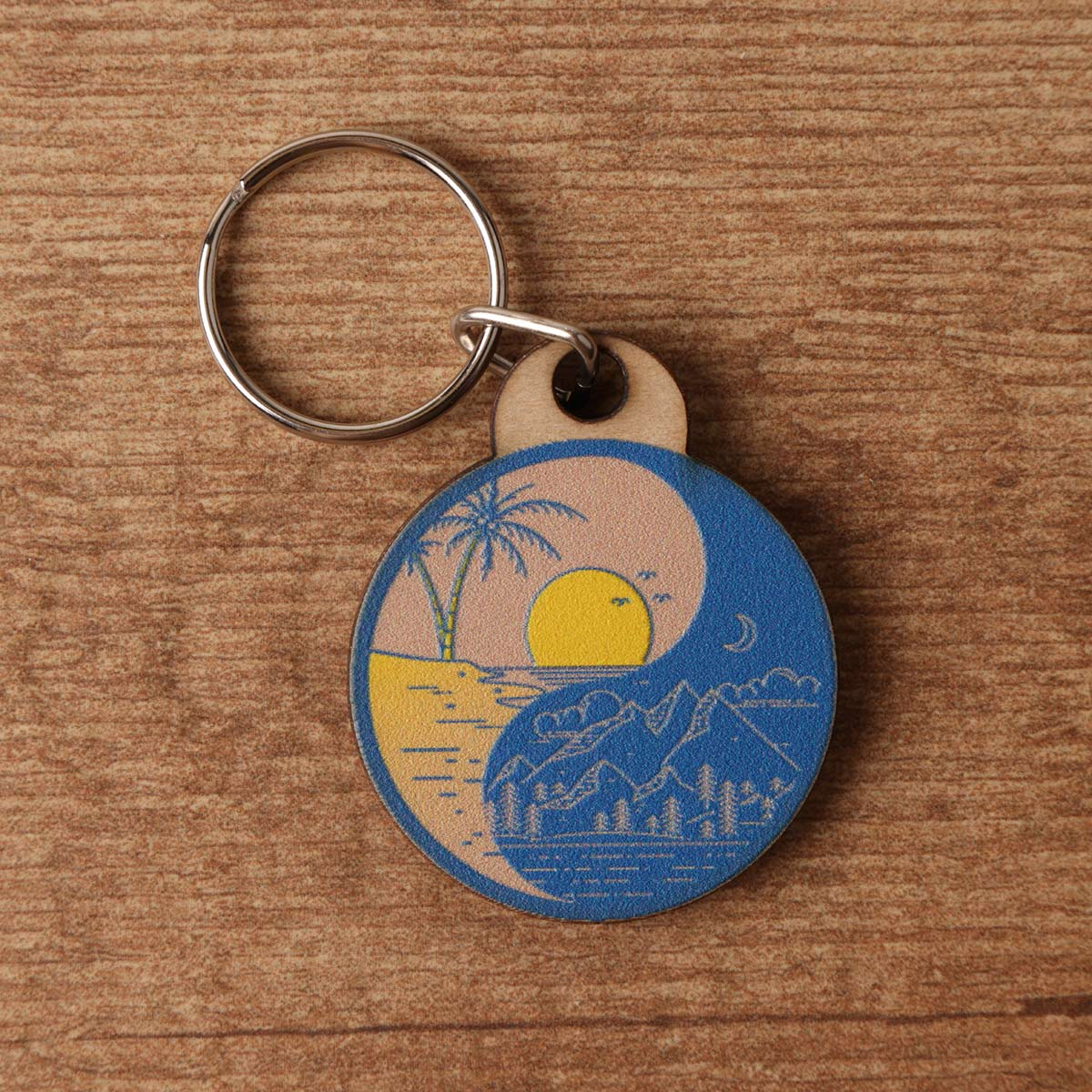 Yin and Yang Wood Keychain 2 Yin and Yang Wood Keychain