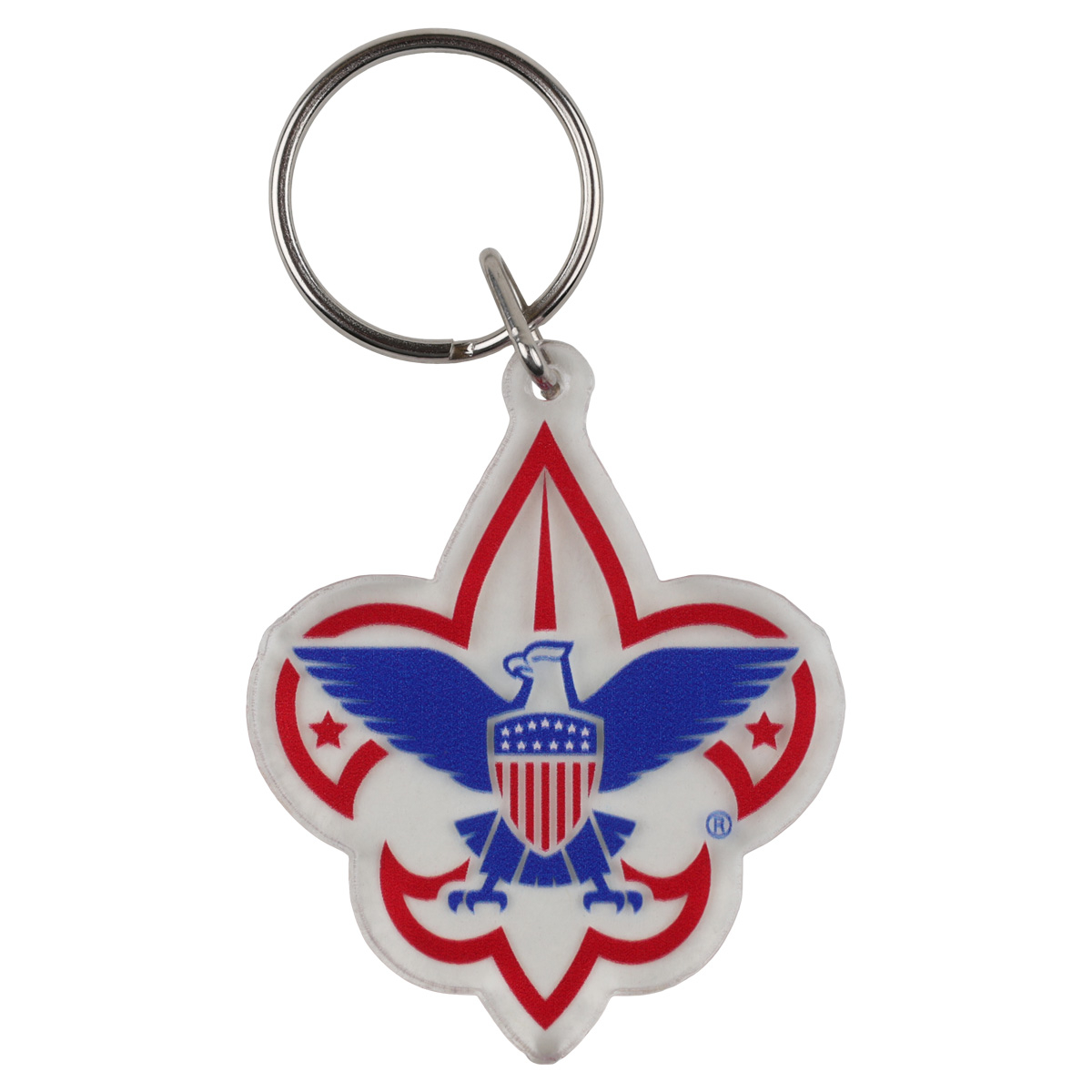 Scouting America Fleur De Lis Key Ring, Clear Acrylic 1 Scouting America Fleur De Lis Key Ring, Clear Acrylic