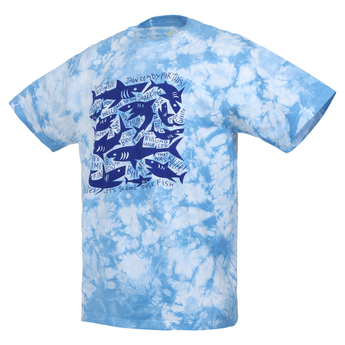 Chatter Sharks Tee, Tie-Dye Blue - Adult S-2XL 2 Chatter Sharks Tee, Tie-Dye Blue - Adult S-2XL