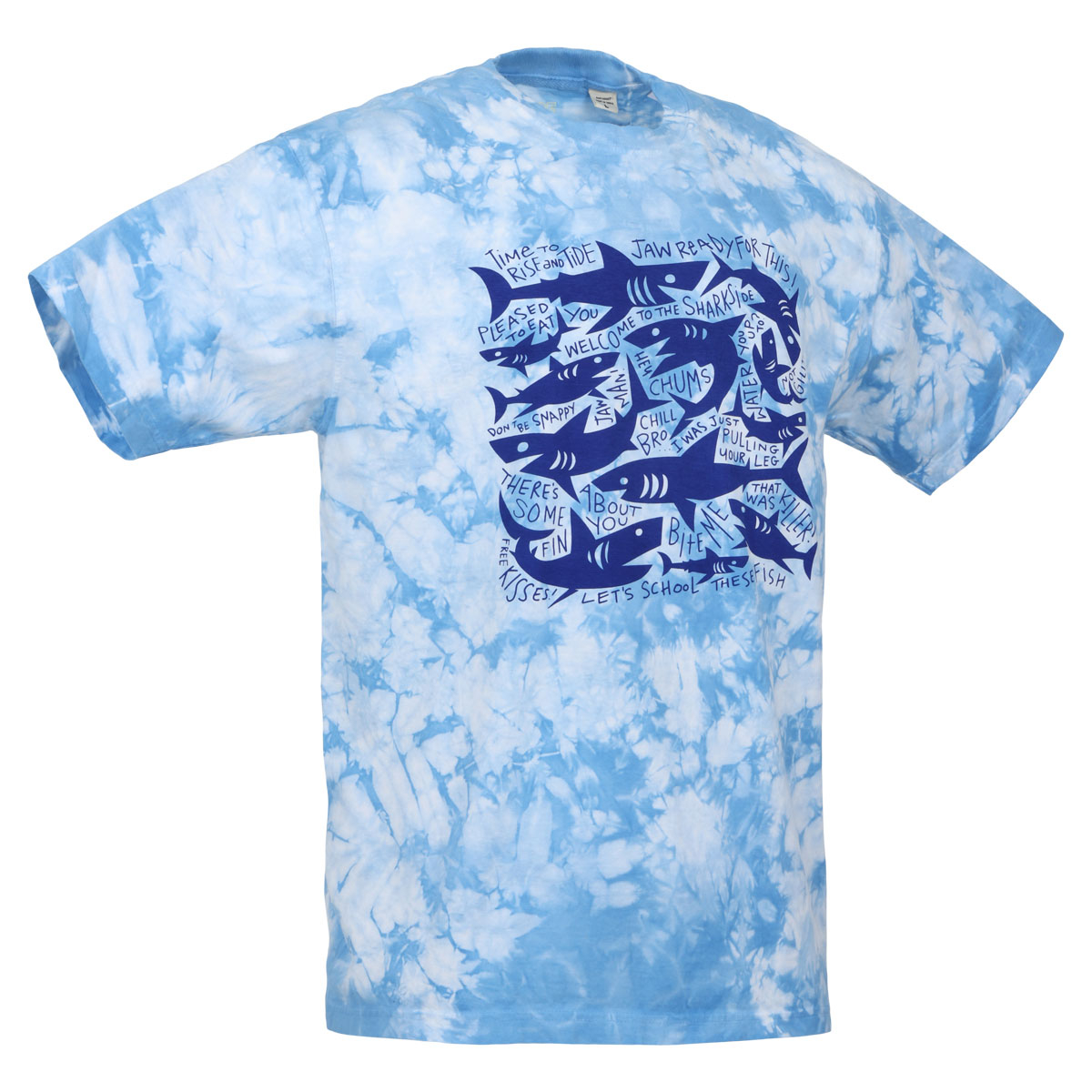 Chatter Sharks Tee, Tie-Dye Blue - Adult S-2XL 4 Chatter Sharks Tee, Tie-Dye Blue - Adult S-2XL