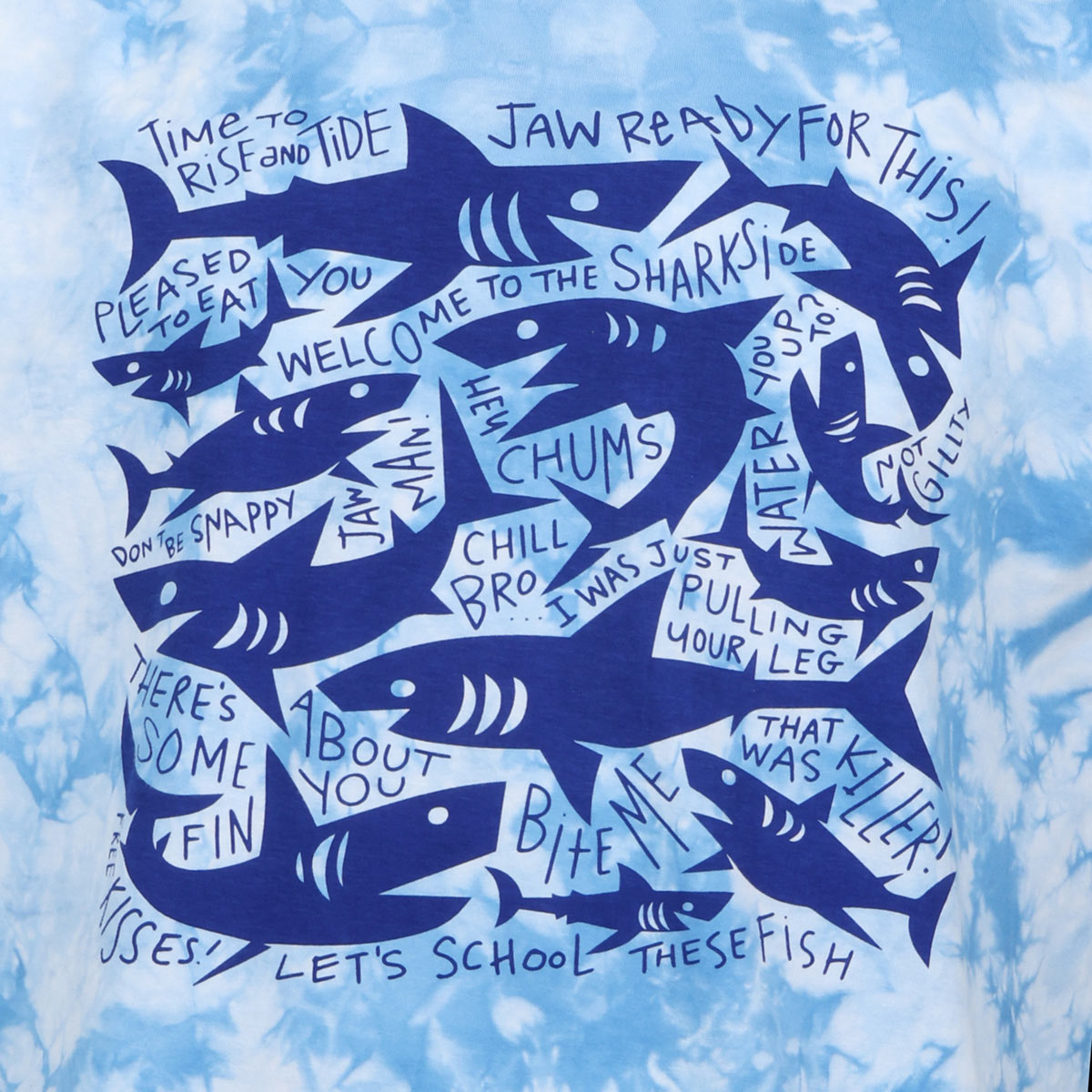 Chatter Sharks Tee, Tie-Dye Blue - Adult S-2XL 5 Chatter Sharks Tee, Tie-Dye Blue - Adult S-2XL