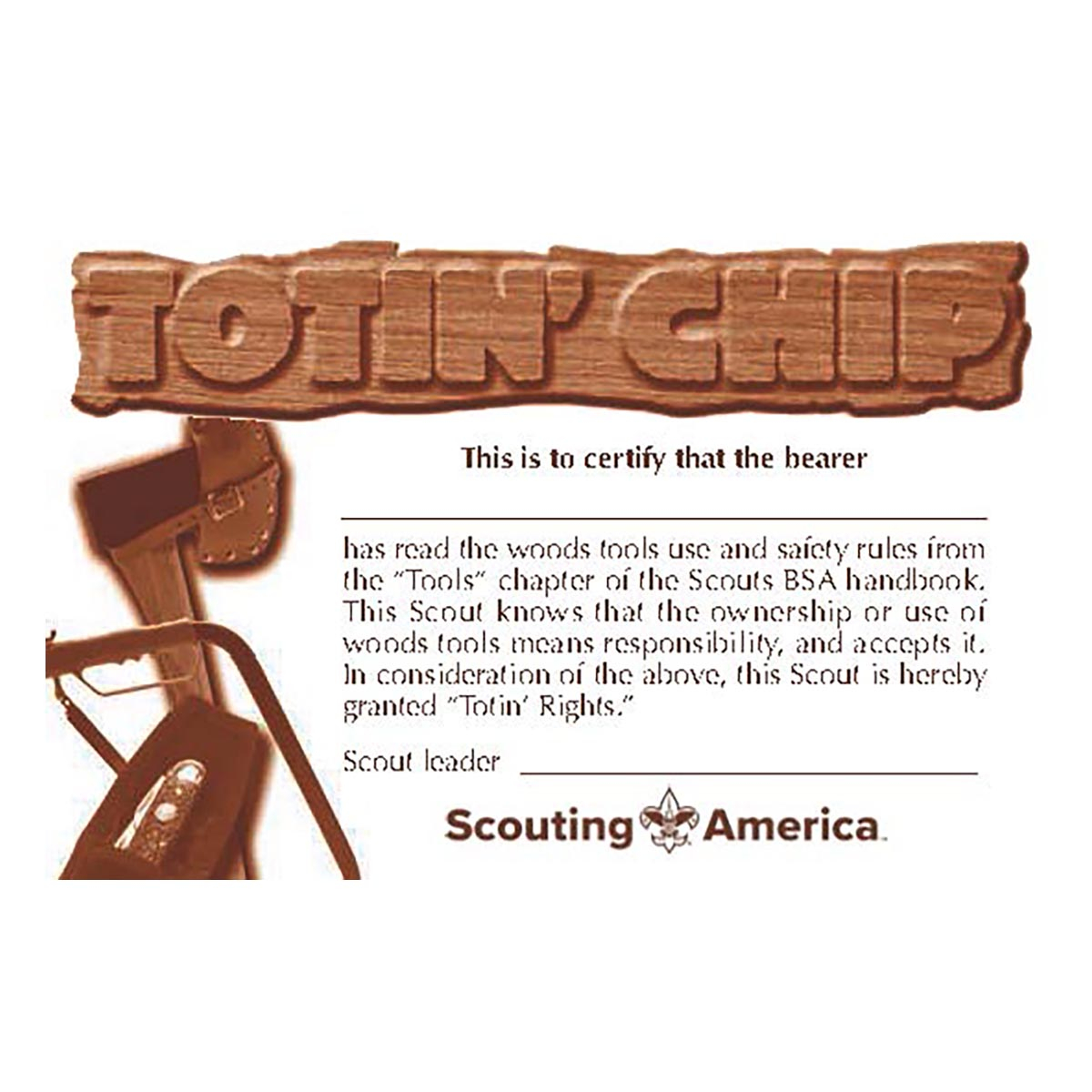 Totin' Chip Pocket Certificate 1 Totin' Chip Pocket Certificate