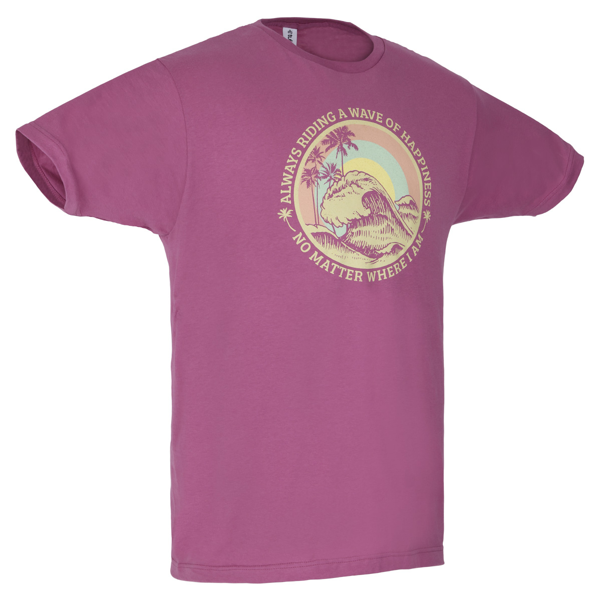 Always Riding a Wave of Happiness Tee, Cassis - Adult S-2XL 4 Always Riding a Wave of Happiness Tee, Cassis - Adult S-2XL