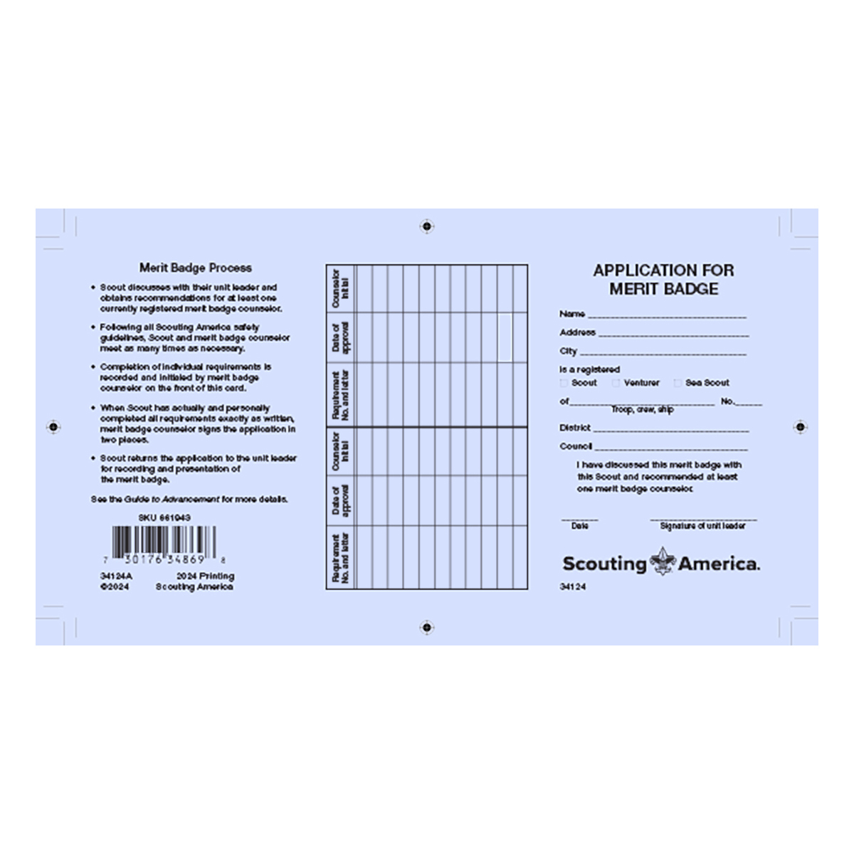 Scouting America Merit Badge Application Card 25pk