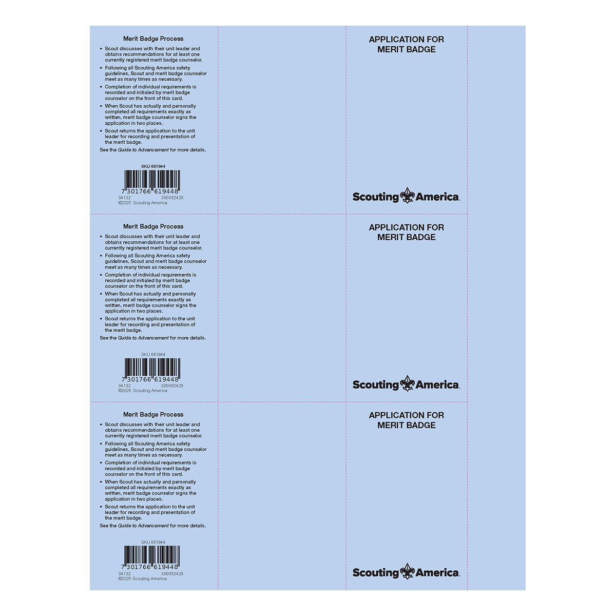 Merit Badge Application, 3ct. 1 Merit Badge Application, 3ct.