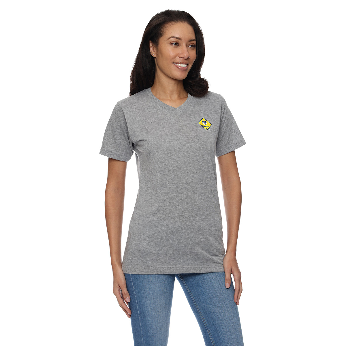 Cub Scout V-neck Tee, Heather Gray - Ladies S-2XL