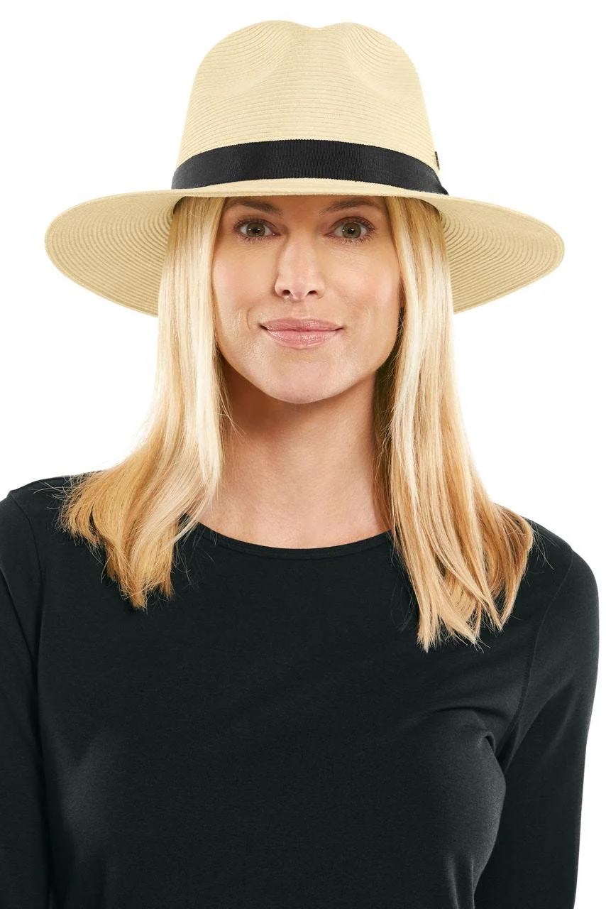 Coolibar Unisex Peyton Lightweight Fedora UPF 50+, Ivory/Black 4 Coolibar Unisex Peyton Lightweight Fedora UPF 50+, Ivory/Black
