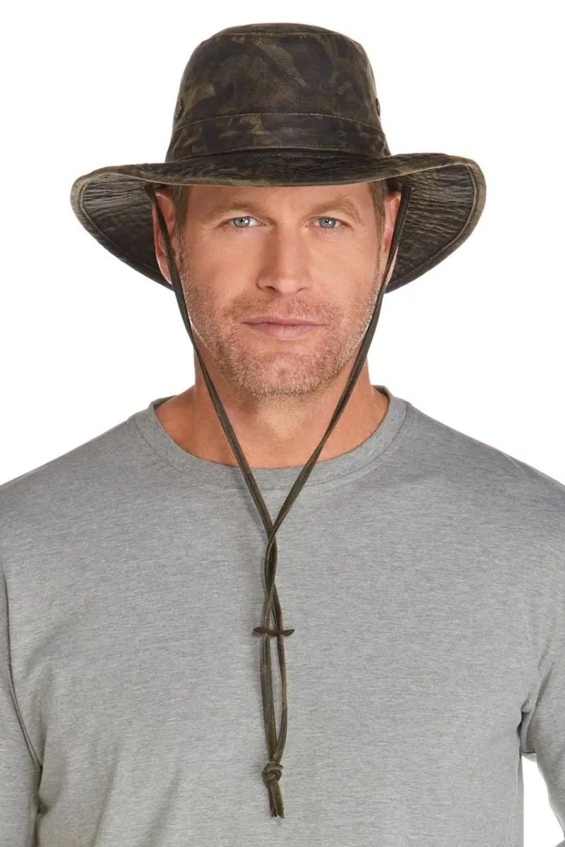 Coolibar Men's Outback Camo Boonie Hat UPF 50+, Forest Green Camo