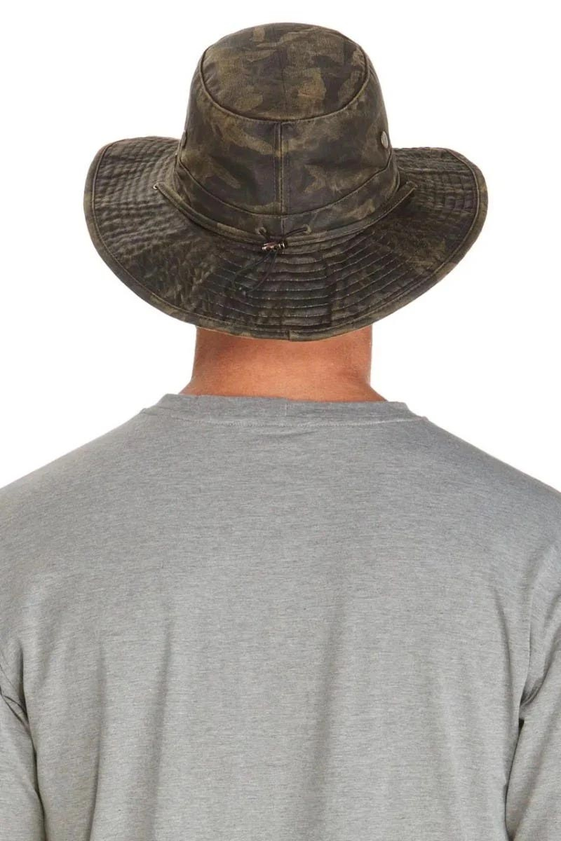 Coolibar Men's Outback Camo Boonie Hat UPF 50+, Forest Green Camo