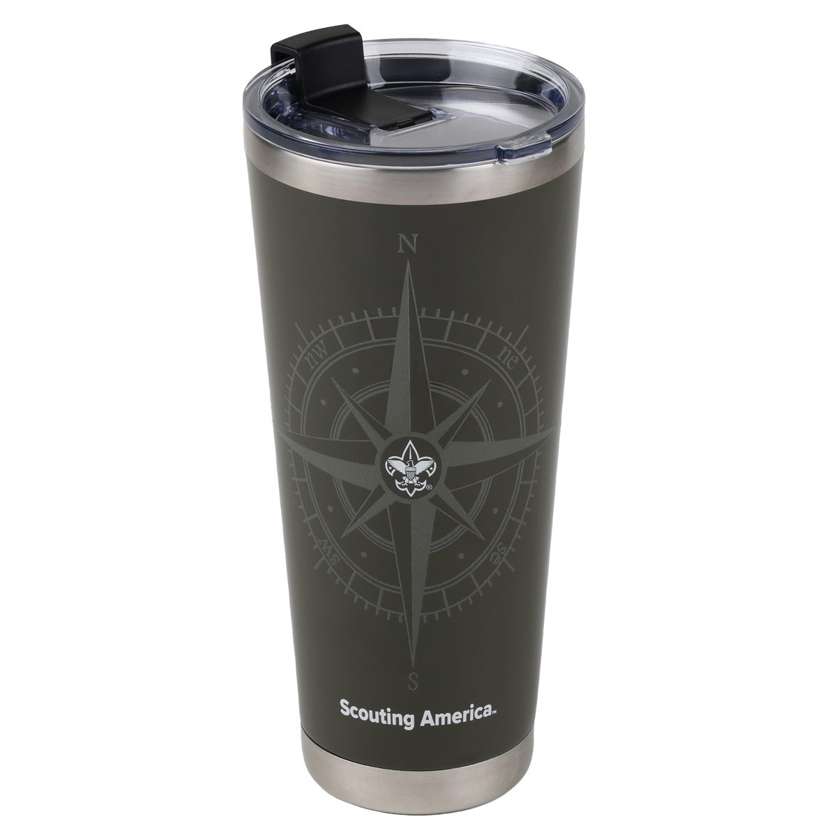 Scouts BSA Fleur De Lis 32 oz Compass Tumbler,    Green