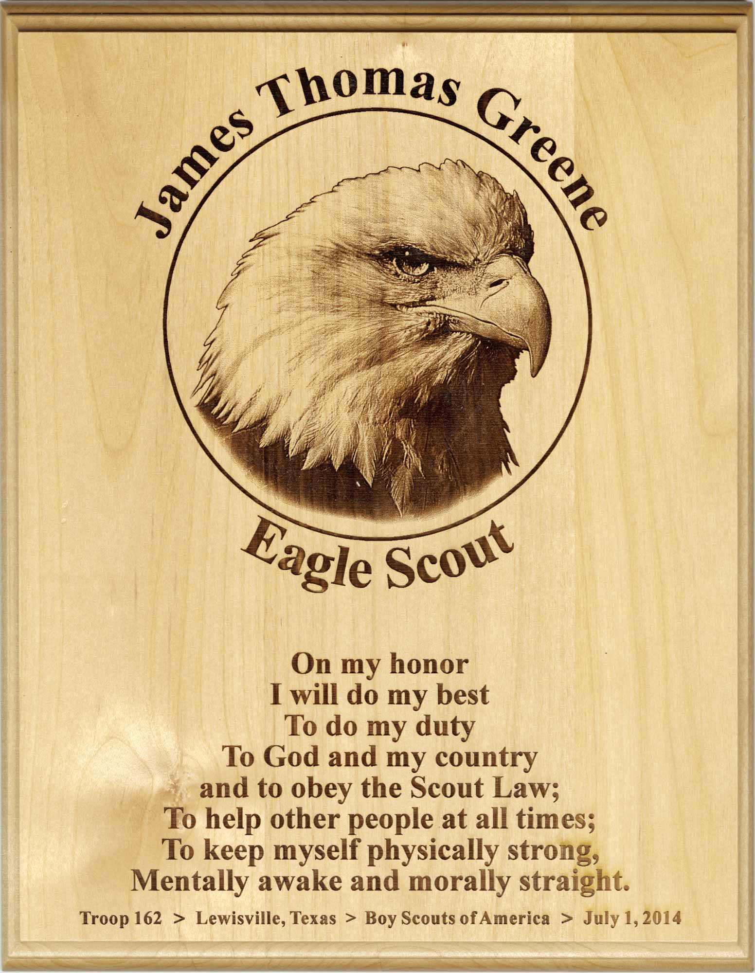 Eagle Scout Laser Plaque