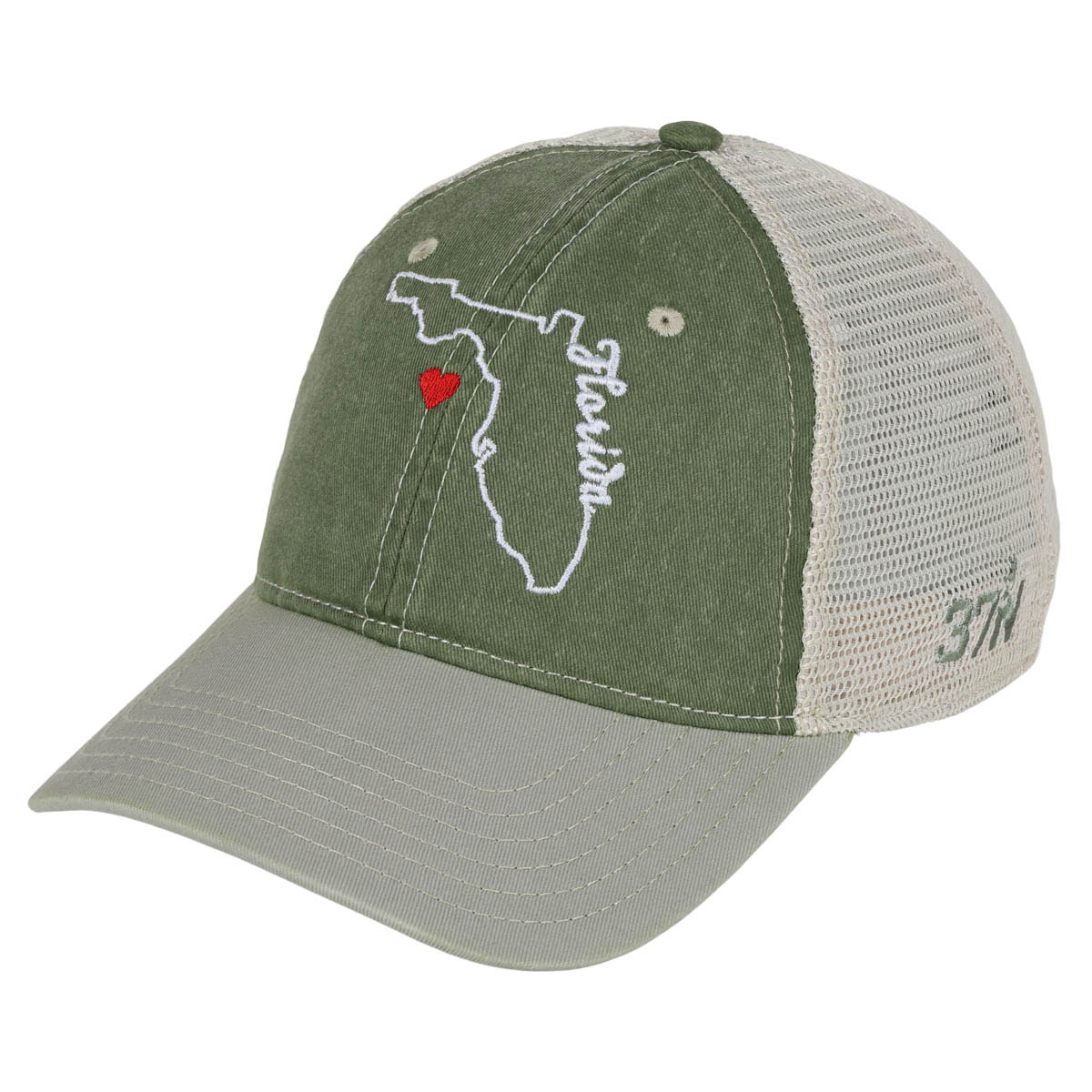 The Heart of Florida Mesh Cap, Olive/Stone
