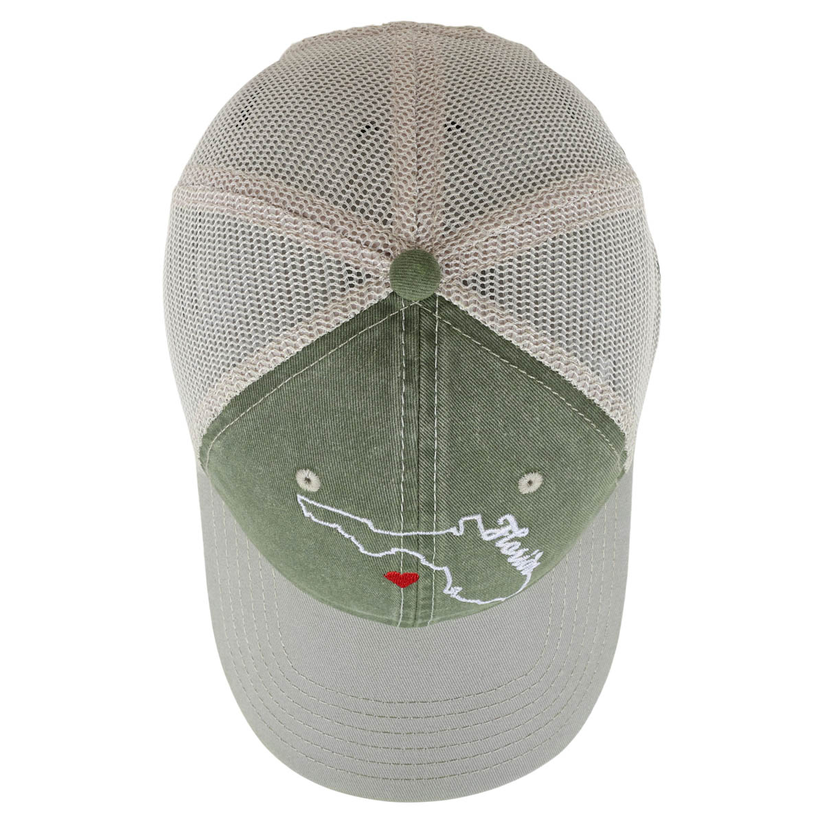 The Heart of Florida Mesh Cap, Olive/Stone