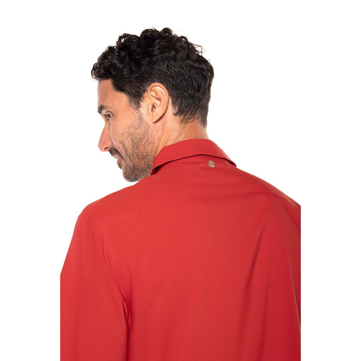 Coolibar Safari Camp Shirt UPF 50+, Men's S-2XL - Carmine Red, Navy Gulf Stream Stripe