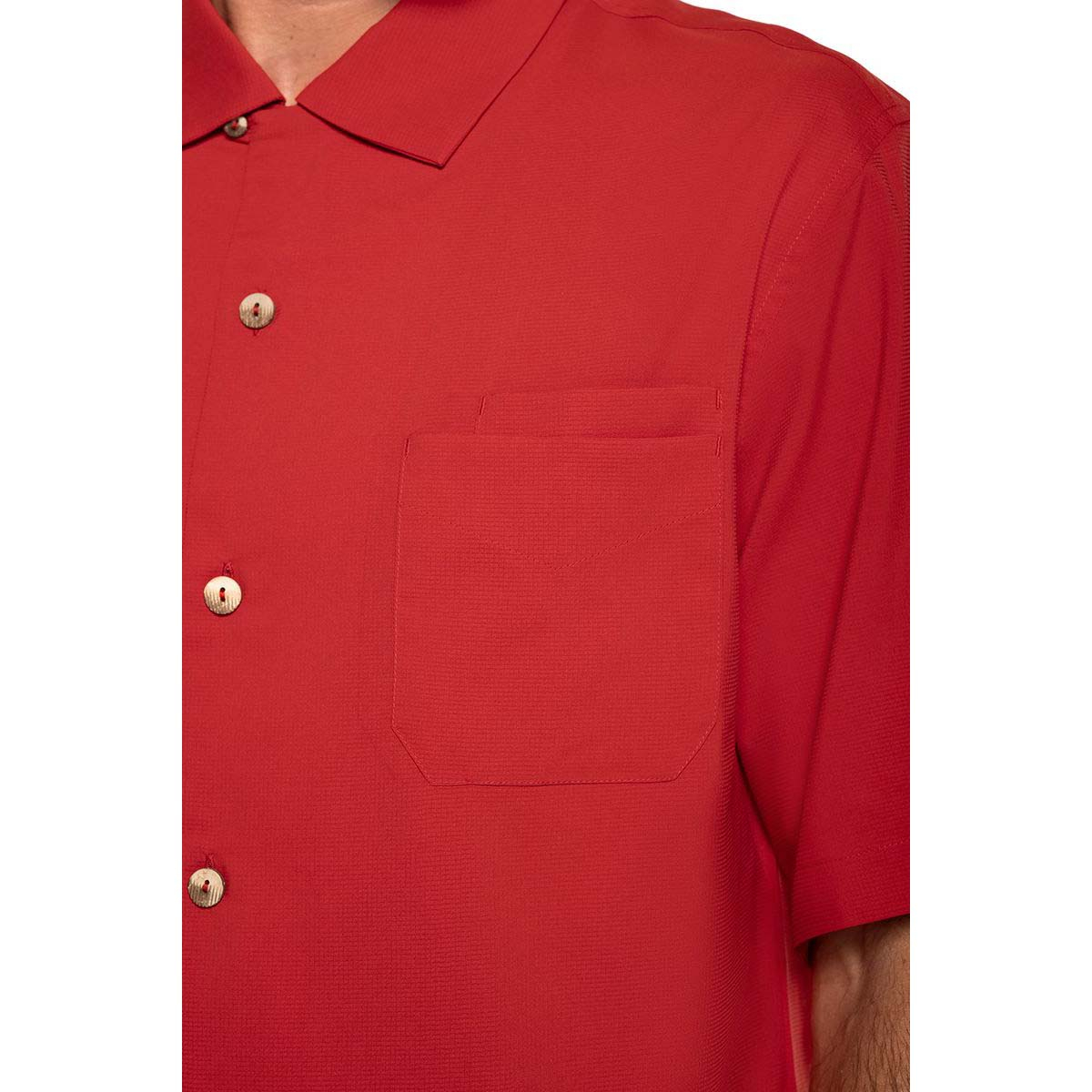 Coolibar Safari Camp Shirt UPF 50+, Men's S-2XL - Carmine Red, Navy Gulf Stream Stripe