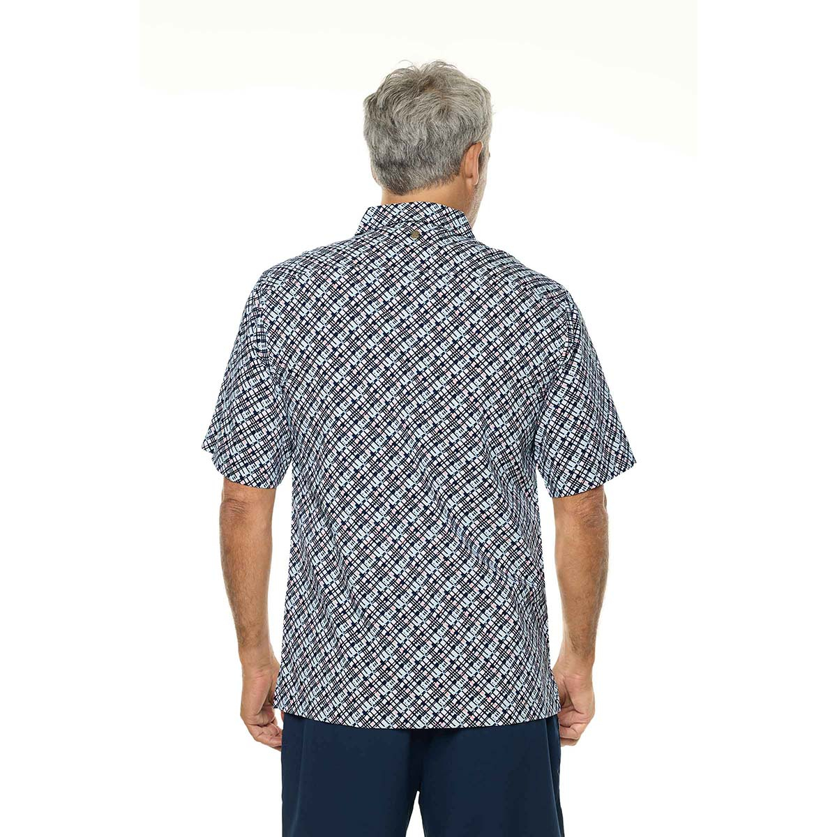 Coolibar Safari Camp Shirt UPF 50+, Men's S-2XL - Carmine Red, Navy Gulf Stream Stripe