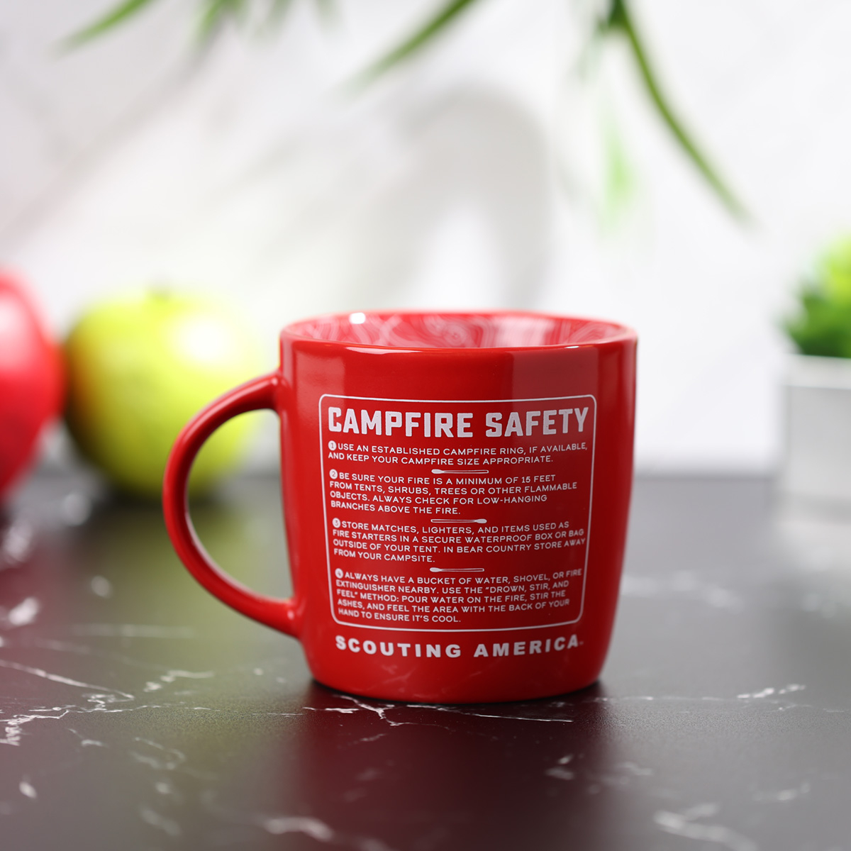 Scouts BSA Campfire Safety Stoneware Mug 18 oz,   Red