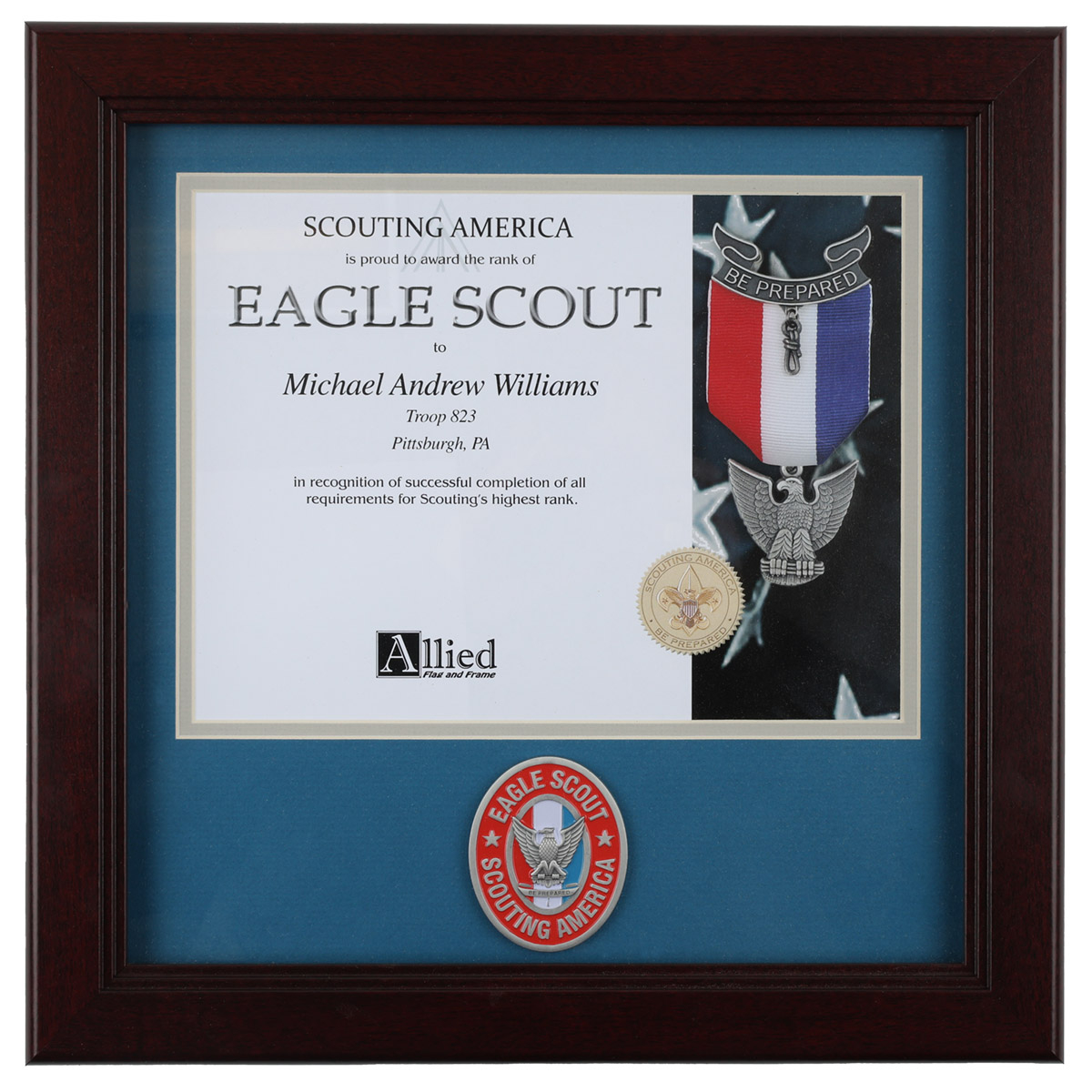 Eagle Scout Certificate Frame - 12" x 12"