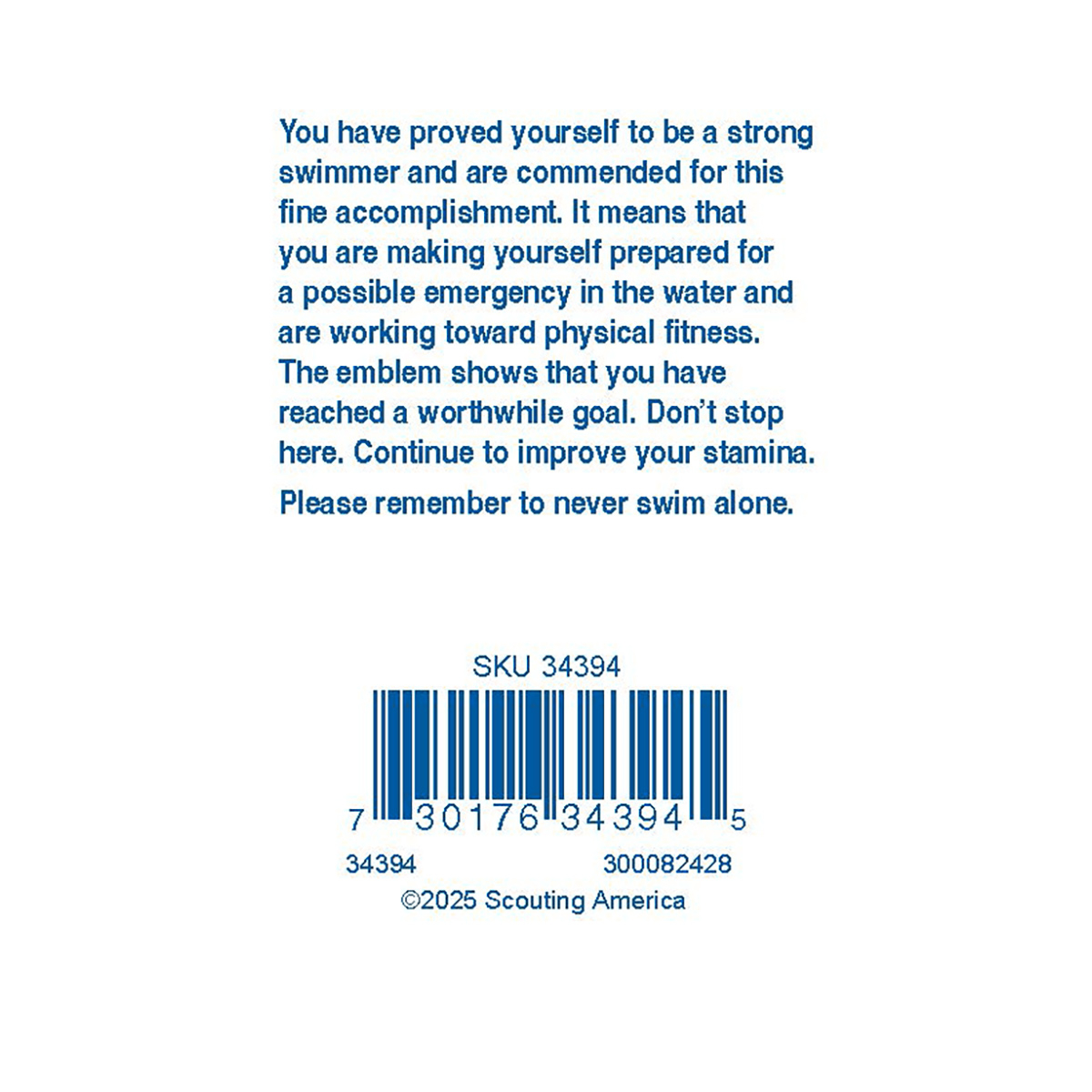 Mile Swim Pocket Certificate
