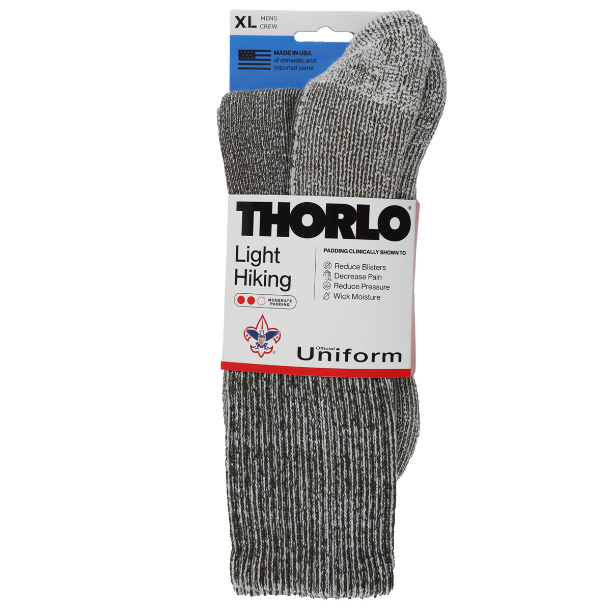 Scouts BSA Thorlo Light Hiking Crew Sock, S-XL