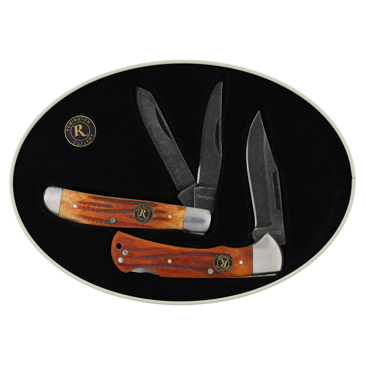 Remington Folding Pocket Knife 2-Piece Collectibe Tin Set 2 Remington Folding Pocket Knife 2-Piece Collectibe Tin Set