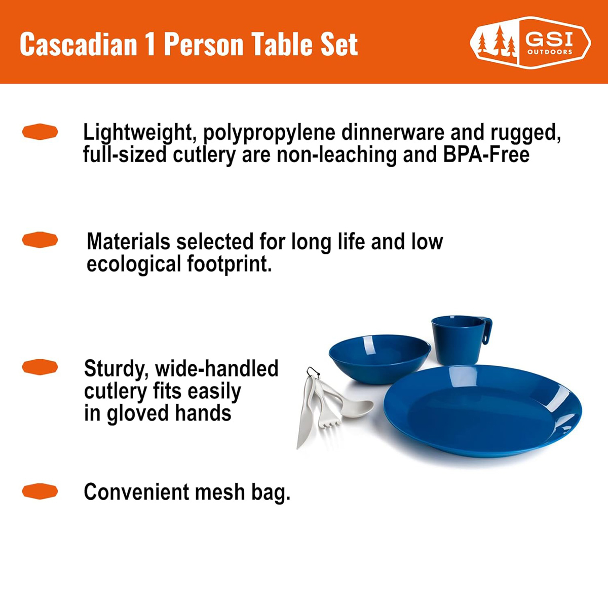 GSI Seven Piece Cascadian Dinnerware Set, Blue