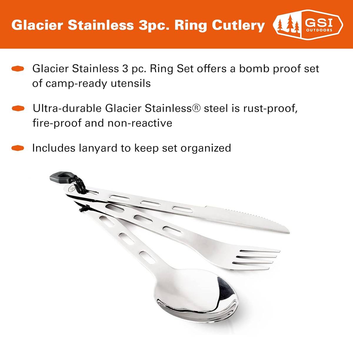 GSI Glacier Stainless 3 Piece Cutlery Set
