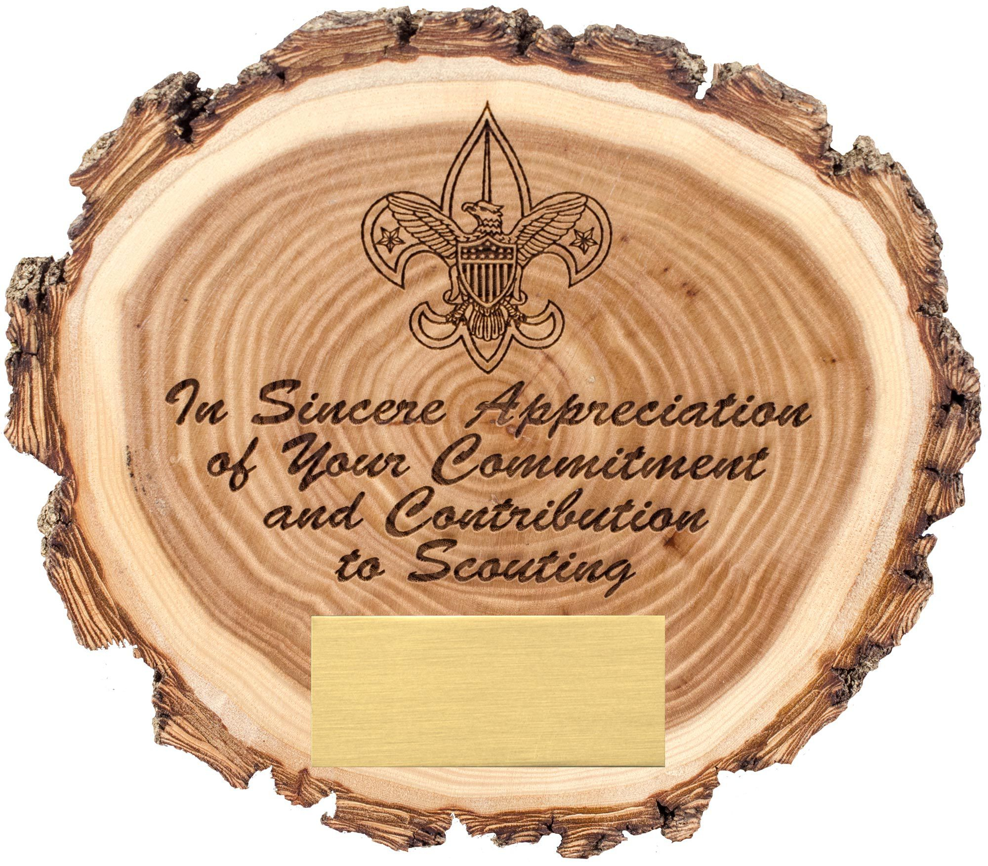Elm wood slice appreciation plaque
